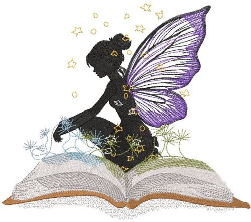 Fairy from the magic book embroidery design