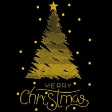 Merry Christmas golden tree embroidery design