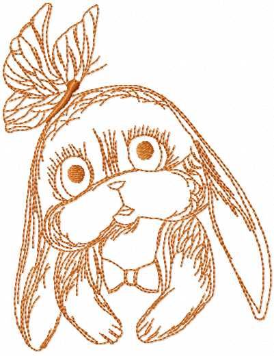 Cute bunny and butterfly free embroidery design