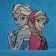 Embroidered Frozen Anna and Elsa on blue bath towel