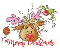 Merry Christmas fawn embroidery design