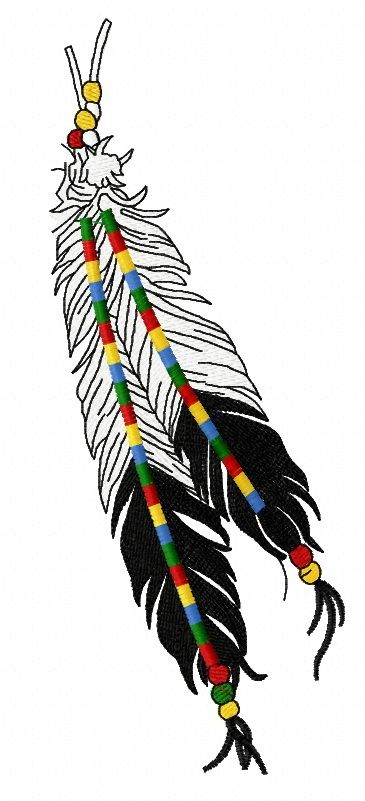 Decorated feathers machine embroidery design