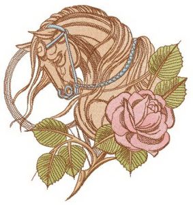 Tired horse and rose