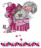 Bunny in the box embroidery design