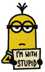 I'm with stupid 2 embroidery design