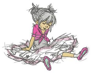 Ballerina tired embroidery design