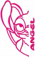 Angel side one colored embroidery design