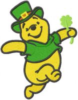 Winnie Pooh st patrick dance embroidery design