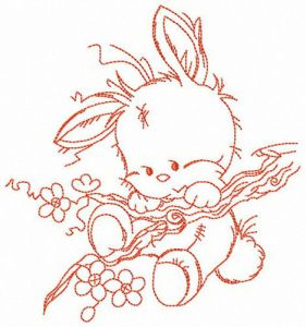 Stuck on tree branch embroidery design