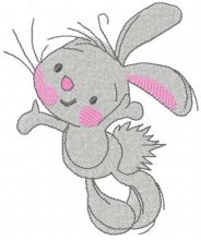 Happy grey bunny embroidery design