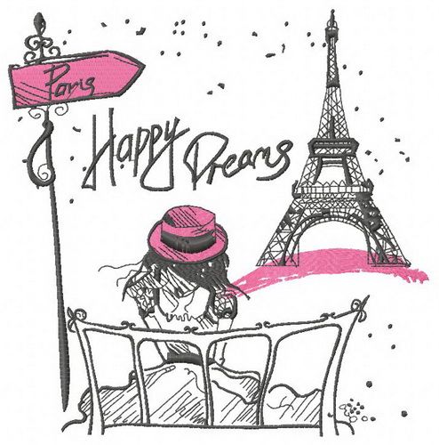 Paris Happy dreams machine embroidery design      