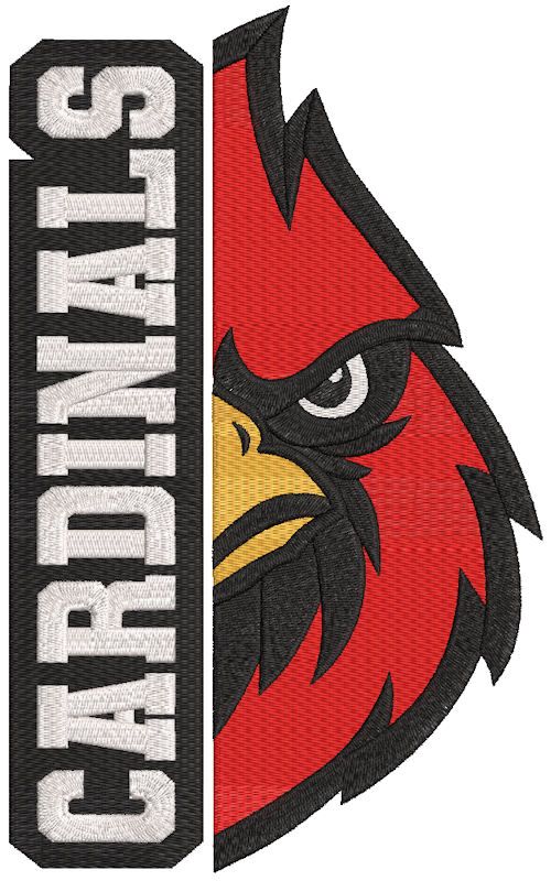 Cardinals art embroidery design