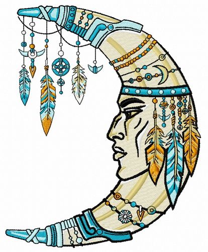 Indian moon 3 machine embroidery design