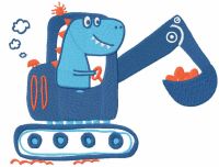 Dino works on an excavator embroidery design