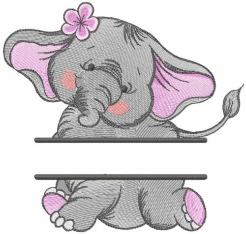 Dancing elephant monogram embroidery design