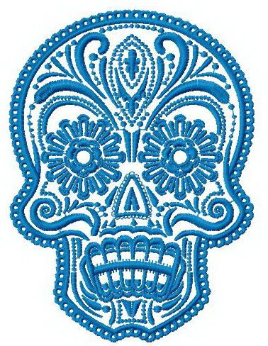 Painted scull machine embroidery design