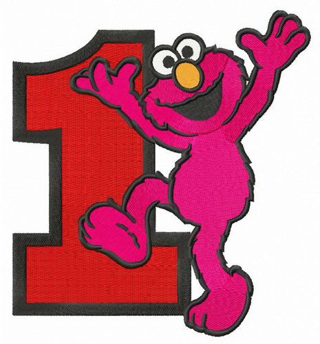 Happy Elmo number 1 machine embroidery design