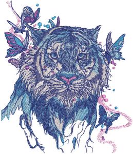 Wet tiger embroidery design