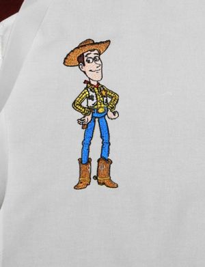 Woody embroidery design on apron
