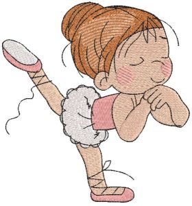 Young ballerina first fouette embroidery design