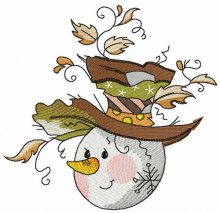 Snowman's stylish hat embroidery design