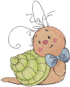 Baby snail artist embroidery design
