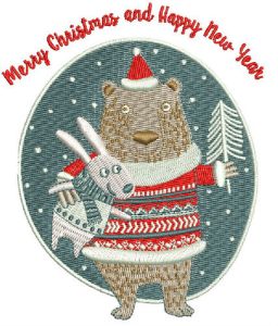 Bear and bunny embroidery design
