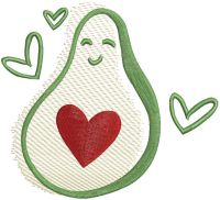 Avocado love free embroidery design