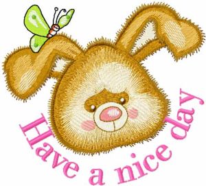 Rabbit have a nice day embroidery design