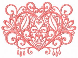 Fancy heart embroidery design