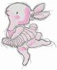 Embroidery Design Bunny Ballerina. Possibility of Use When Decorating a Children's Room. Embroidered Pillows and Towels.