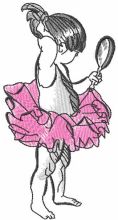 Ballerina looks in the mirror embroidery design