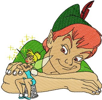 Peter Pan and Tinkerbell machine embroidery design