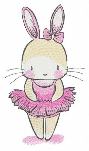 Tiny bunny ballerina machine embroidery design