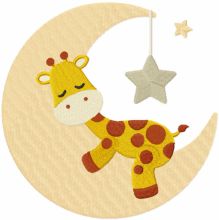 Giraffe sleeping on the moon embroidery design