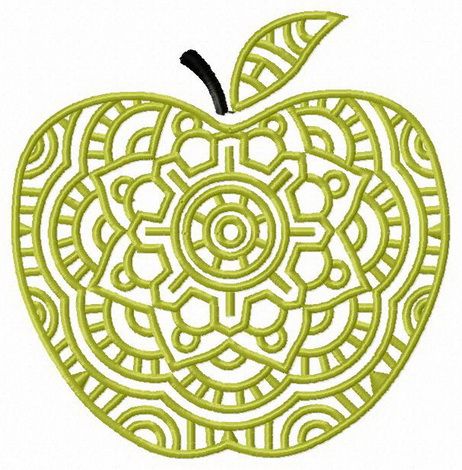 Decorative green apple machine embroidery design