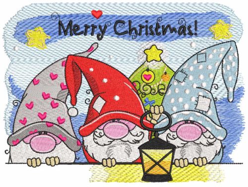 Merry christmas gnomes embroidery design