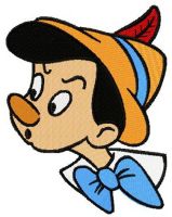 Pinocchio amazed embroidery design