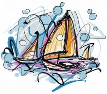 Sailboats embroidery design