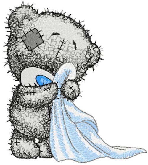 Teddy bear bathroom embroidery design