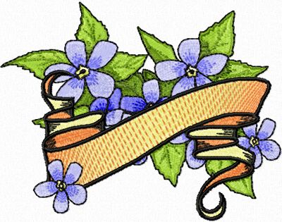 Forget-Me-Not Flower with Banner machine embroidery design