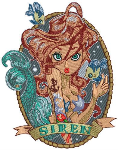 Siren machine embroidery design