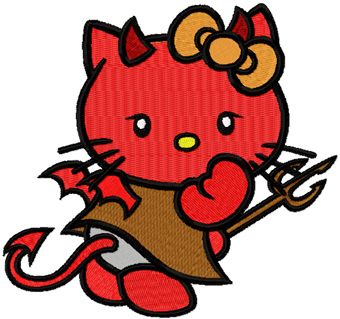 Hello Kitty Devil machine embroidery design