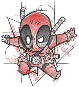 Deadpool art sketch embroidery design