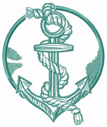 Anchor and rope machine embroidery design 