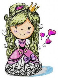 Cute princess embroidery design