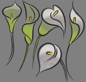Desenho de bordado de flores Calla Zantedeschia