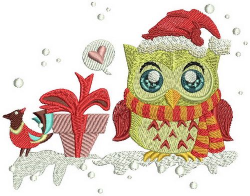 Owl's gift machine embroidery design
