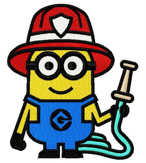 Minion the fireman machine embroidery design