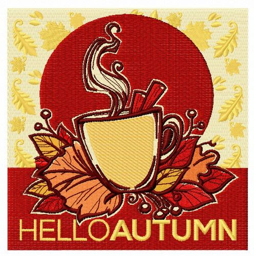 Hello autumn machine embroidery design